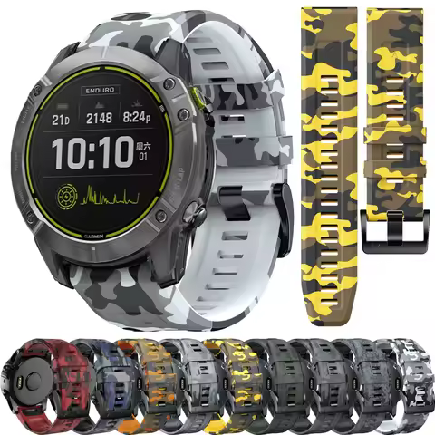 26 22mm Silicone Camo Quick Fit Wacth Correa Strap For Garmin FenixE 8 7X 7 6X 6 Pro 5 5X Epix 2 Sma