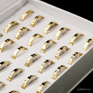 Titanium Steel Female Ring High-End Light Luxury Batch Flower Electroplating Non-Fading Jewelry 36 B