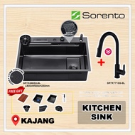 (Honeycomb) SORENTO Multifunction Kitchen Sink COMBO Set / Stainless Steel Sink (BLACK) SRTKS8053-BL