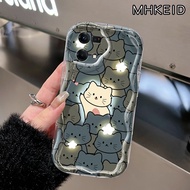 MHKEID Casing Hp OPPO Reno 7 4G Reno 8 4G F21 Pro F21s Pro Reno 4 Pro Reno 6 Case Kucing bintang lucu berwarna-warni pasangan yang manis pola Softcase batas gelombang ponsel kesing