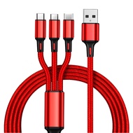 【COD+ส่งจากไทย】1.2M 2A สายชาร์จ3 in 1 ชาร์จเร็ว 3 หัวCharging Cable USB to Micro USB/Type-C ไอโฟน สายชาร์จมัลติฟังก์ชั่นถักไนลอน ใช้กับมือถือ iPhone 11 7 8