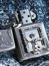 <全場免運>zippo之寶打火機銀骷髏鏡中人原裝進口正品煤火石防風送男友