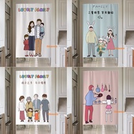 Cartoon Door Curtain for Living Room Partition Long Doorway Curtain Japanese Style Half Cotton Linen