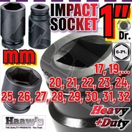1 INCH 17mm 19mm 20mm 21mm 22mm 23mm 24mm 25mm 26mm 27mm 28mm 29mm 30mm 31mm 32mm 1" IMPACT BOX SOCK