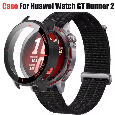 PC Case+HD Glass for Huawei Watch GT Runner 2 Shell-membrane Integrated Anti-falling Protective Shel