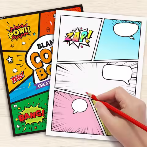 Creative Blank Comic Sketchbook, with Ample Pages for Drawing, Various Trendy Comic Grid Templates, 