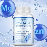 Buporai Magnesium Glycine + Zinc, Vitamin D3, Vitamin B6 Complex, Mineral Supplement - 30/60/120 Cap