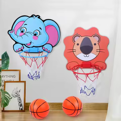 Kids Basketball Hoop Kit Cartoon Creative Animals Basketball Stand Outdoor Indoor Game Sport Play To
