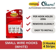 3M Command White Small Wire Hooks 225G 3 Hooks/ 4 Strips