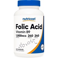 Nutricost Folic Acid (Vitamin B9) 1000 mcg, 240 Capsules