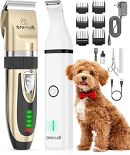 Oneisall Dog Clippers และ Dog Paw Trimmer Kit 2 In 1 Cat Dog Grooming Kit Quiet Cordless Dog Clippe