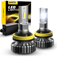AUXITO H11 H8 H9 LED Bulbs, 400% Brighter, 6500K White Fanless Lights, Plug and Play Halogen Bulb Re