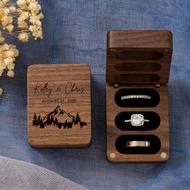Customized 3 Boxes Triple Wedding Stand Proposal Ring Engagement Ring Box, Hold Wedding Wooden Ring 