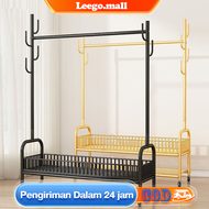 LG Rak Gantungan Baju Besi Stand Hanger Gantungan Baju Celanan Stand Hanger Pakaian Dengan 4 Roda