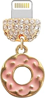 CP595 USB Charging Port Crystal Anti Dust Plug Little Donut Phone Charm for iPhone 13/12/11/ XS MAX/