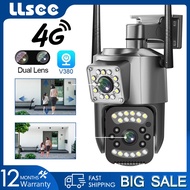 LLSEE V380 Pro Dual Lens CCTV 4G SIM Card 8MP 4K PTZ IP Security Camera WIFI Wireless CCTV Outdoor Waterproof Mobile Tracking Bidirectional Call Full Color Infrared Night Vision