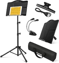 Donner Music Stand, Lightweight, Foldable, Light & Storage Bag & Music Clip Included, Height Adjusta