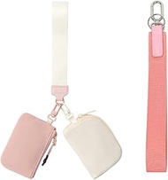 Mini Zip Around Dual Pouch Wristlet Portable Wristlet Wallet Detachable Coin Purse Pouch for Women -