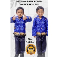 READY STOCK Seragam Batik Korpri Baju Profesi Guru Laki-Laki Bahan Premium/Kostum ASN Anak/Kostum PN