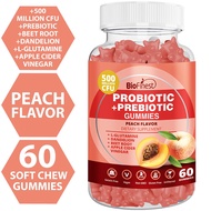 Biofinest Probiotic Prebiotic Gummy Supplement - 500m CFUs Apple Cider Vinegar Digestion Detox Men Women 60 Gummies