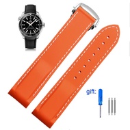 Curved End Rubber Silicone Watch Bands For Omega Seamaster 300 Speedmaster Blue Black Orange Strap Brand Watchband 20Mm 22Mm