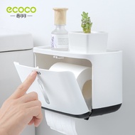 ECOCO Wall-Mounted Paper Towel Box Waterproof and Design Bathroom Accessories Shelf Paper Towel Box Integration Design