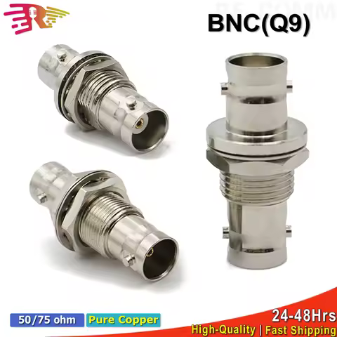 Q9 BNC Type Adapter Double BNC Female to BNC Female Connector Washer Nut RF Coax Adapter 50 ohm Fast