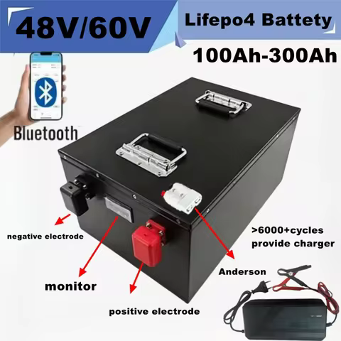 Batteria agli ioni fepo4 Batteria 48V 60V 100Ah 150Ah 200Ah 300Ah Battery con BMS 16S 20S per invert