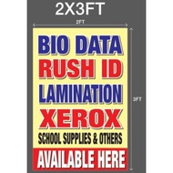 BIO DATA, RUSH ID TARPAULIN PRINT 2X3FT