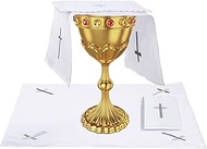 Oudain 4 Pcs Catholic Altar Poly/Cotton Purificator Altar Linen Towel Set Embroidered Purificator wi