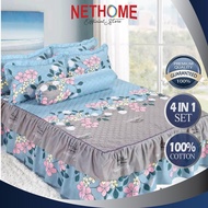 4IN1 CADAR PATCHWORK ROPOL SET (100% COTTON) BEDSHEET QUEEN & KING SIZE | READY STOCK IN MALAYSIA