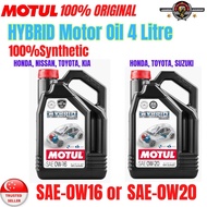 Motul Hybrid SAE 0W16 or 0W20 Synthetic Motor Oil 4 Litre