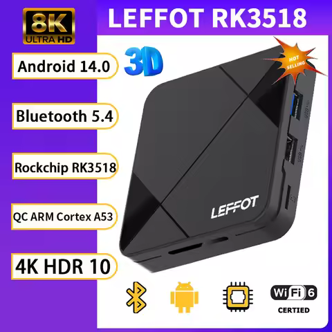 LEFFOT RK3518 Android 14.0 Smart TV BOX Rockchip RK3518 100M LAN USB3.0 Quad Core A53 4K WIFI6 Googl