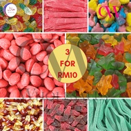 3 For RM10 Halal Bebeto Haribo Jellopy Gummy Vka Sour Belt Gummy Assorted Flavour 50g