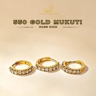 550 Gold Hoop Earrings | CZ Huggie Earrings | 550 Gold Round Hoop | Everyday Wear | Kedai Emas Jaya 