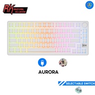 Royal Kludge RKM75HE Aurora 8000Hz 8K เวลาหน่วงต่ำพิเศษพร้อมแป้นพิมพ์เชิงกลสำหรับเล่นเกมปะเก็นสวิตช์