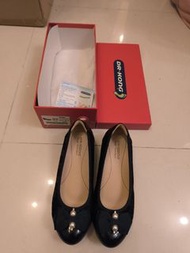 Dr Kong 深藍色 暗花 女神鞋 返工鞋 見工鞋 搵工鞋 ol鞋 矮踭 37號