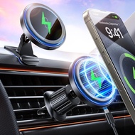 Mag-Safe Car Mount Charger 15W Magnetic Wireless Car Charger for iPhone 17 Accessories Magnetic Phon
