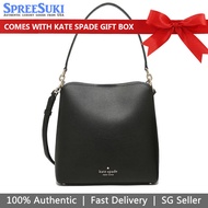 Kate Spade Bag In Gift Box Crossbody Bag Refined Grain Large Bucket Bag Black # WKR00529