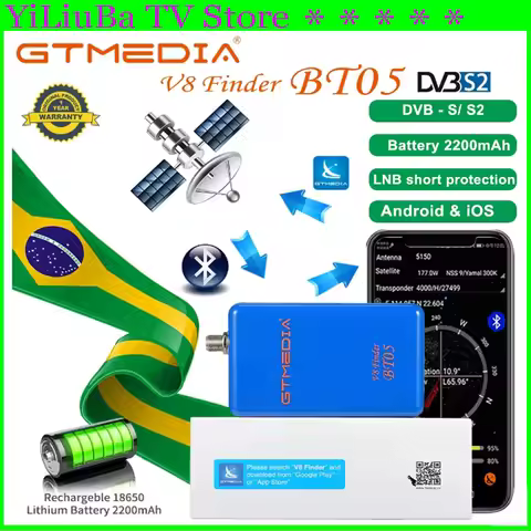 [Genuine]Mini Satellite Finder GTMEDIA V8 Finder BT05 DVB-S2 BT Sat-Finder Support Android IOS Decod