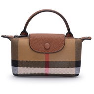 Aidrani   Classic plaid single shoulder crossbody womens bag caramel colored mini bag made of canvas and cowhide