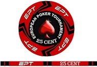 EPT Ceramic Replica Value 25 Cents Poker Cash Games Blister Pack of 25 Chips