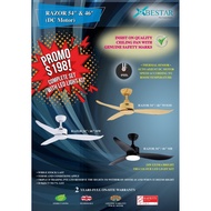 BESTAR 54 Inch DC Motor Ceiling Fan With LED Light & Remote (RAZOR)