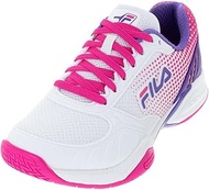 Fila Women s Volley Zone Pickleball Shoes, White/Pink Glo/Electric Purple (US Women's Size 7)