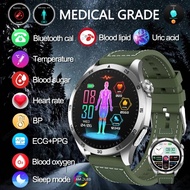 Health Smart Watch Blood Sugar Uric Acid Lipid BMI Heart Rate ECG+PPG+HRV Monitor 1.43 inch 466*466 AMOLED Screen Smartwatch SOS