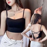 【Ready stock】抹胸内衣女 小胸聚拢 防走光 美背吊带 背心式 无痕文胸 裹胸 薄 Bra bra for women with small breasts gathered togethe