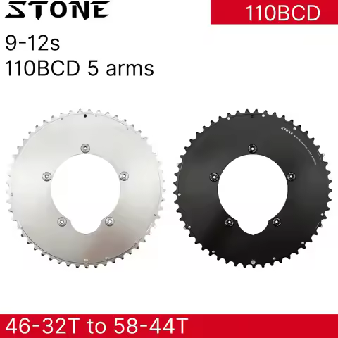 STONE 110BCD 5-Bolt Aero Double Chainring For Shimano 11s 12s Road Gravel Bike Crank 46/32T 50/34T 5