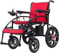 Fashionable Simplicity Electric Wheelchair Lightweight Folding Breathable Seat Cushion Electric Wheelchair Four-Wheeled Scooter For The Elderly And The Disabled Red (Red)