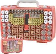 Battery Organizer Storage Holder Case with Double-Sided, Garage Box with Tester Checker. Batteries C