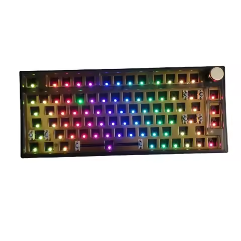 3 modes 75% media knob bluetooth Keyboard kit brass plate hotswap RGB 2.4g Wireless Programmable mac